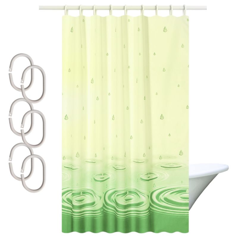 Zasłona prysznicowa Estiva tekstylna 180x200 wzór krople zielone 1 szt.