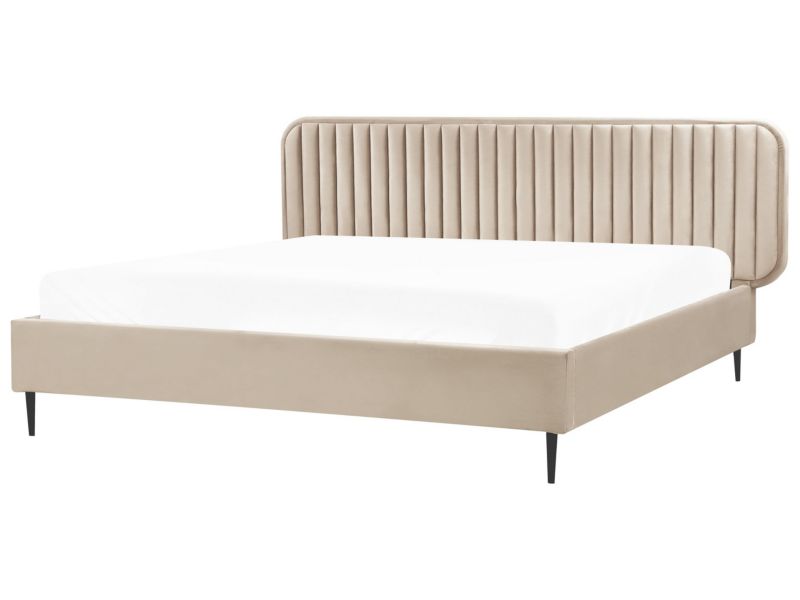 Łóżko Welur Brin 180 x 200 cm Beżowoszary 1 szt.