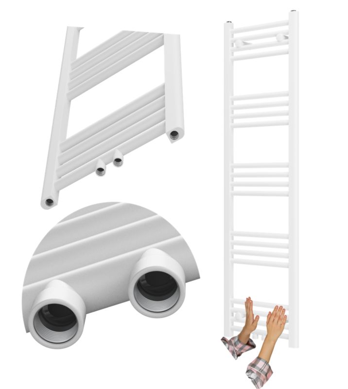 Grzejnik Łazienkowy Granitan Raven 140/40cm Biały Kaloryfer Drabinkowy 1kpl.