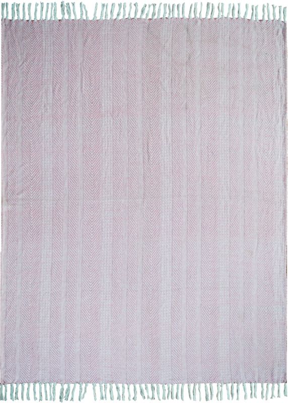 Koc tkany bawełniany 125 x 150 cm jodełka różowy