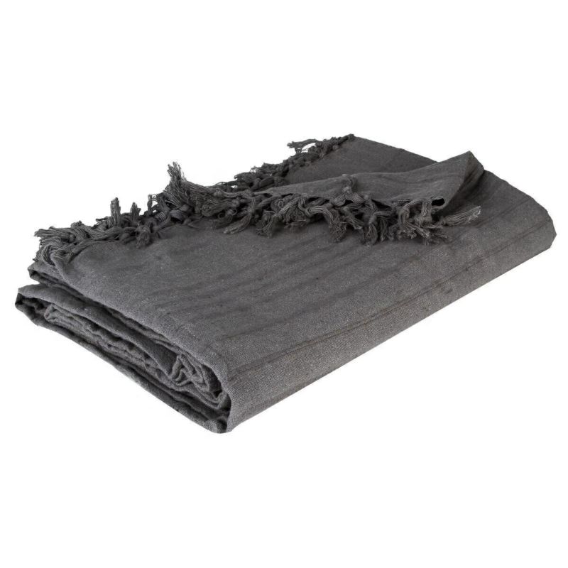 Narzuta bawełniana Vintage Atmosphera z frędzlami szara 160x220 cm do sypialni 1 szt.