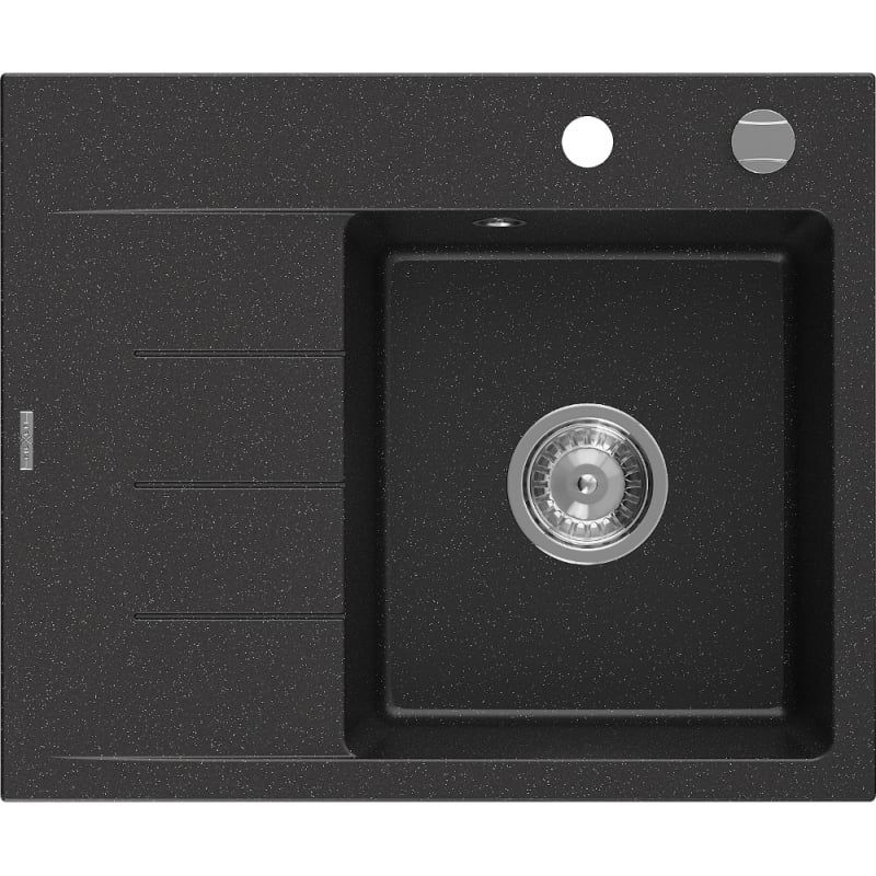 Zlewozmywak wpuszczany Mexen Ben 1-komorowy czarny/srebrny metalik 600x500 mm - 6522605000-73 1 szt.