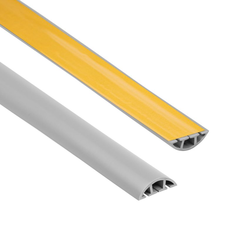 Listwa kablowa maskująca PCV 10x60mm, QUEST, półokrągła, samoprzylepna maskownica kabli, szary, 2m