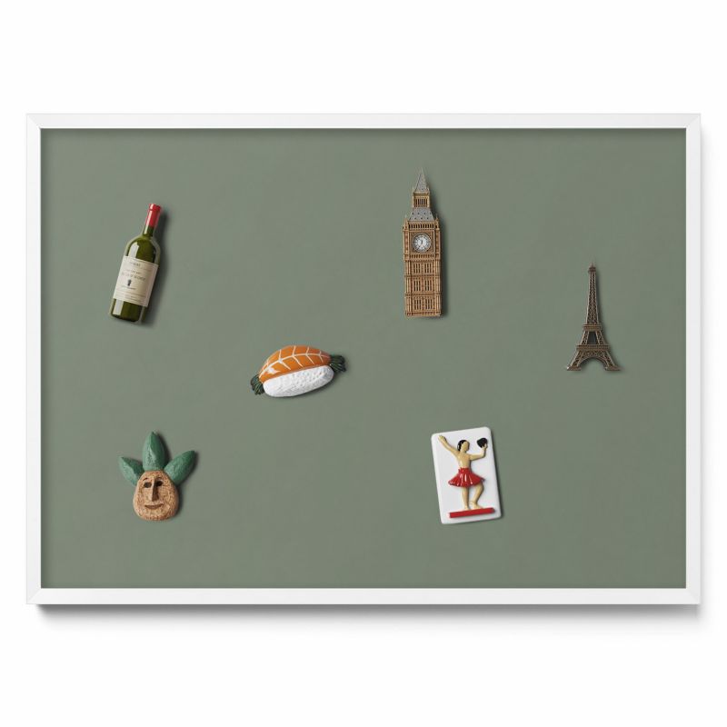 Tablica na notatki Tulup 70x50 cm Kolor oliwkowy w białej ramie 1 szt.