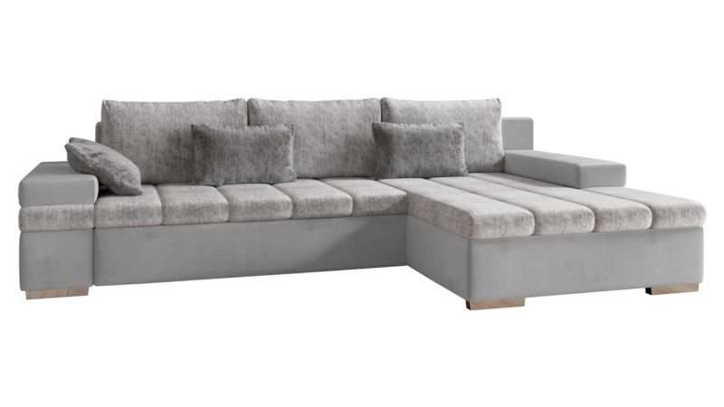 Narożnik z funkcją spania MIRJAN 24 Bangkok Premium prawy popielaty/srebrny plusz szenilowy/gołębi szary plusz 1 szt.