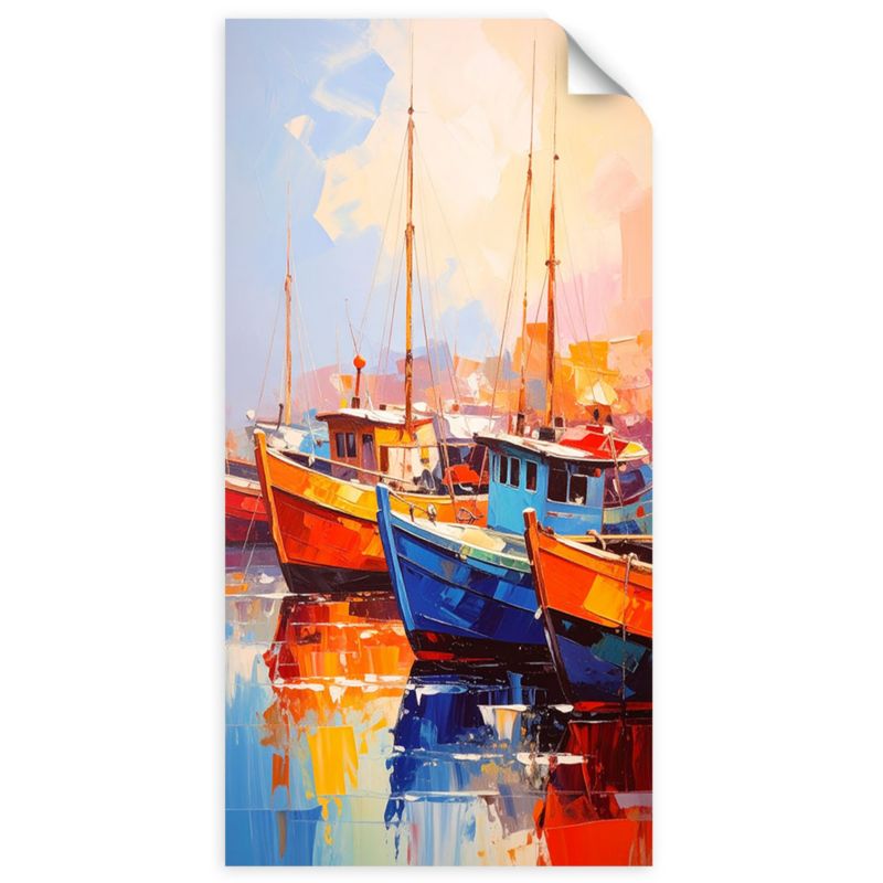 Naklejka na ścianę do pokoju młodzieżowego Feeby Kolorowe Łodzie w porcie 60x120cm 1szt