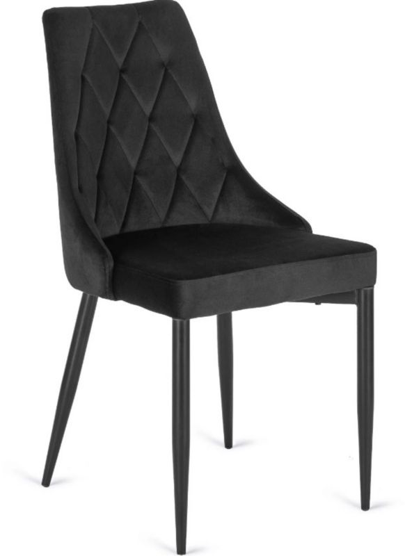 Krzesło Tapicerowane Cork Mebel Elite Welurowe Czarne 1 szt