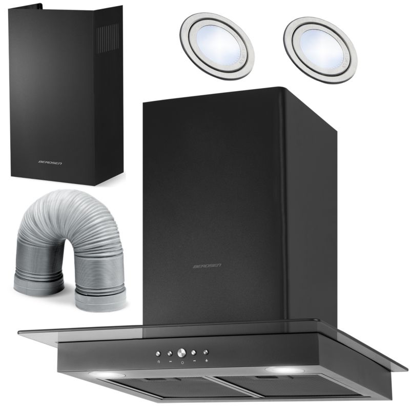 Okap kominowy kuchenny Berdsen 60cm czarny 1szt.