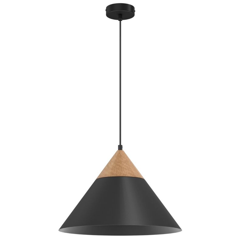 Lampa wisząca Luminex Single czarny matowa-jasne drewno wym: 115 x 39 x 39 cm 1xE27 x 15W 1 szt.