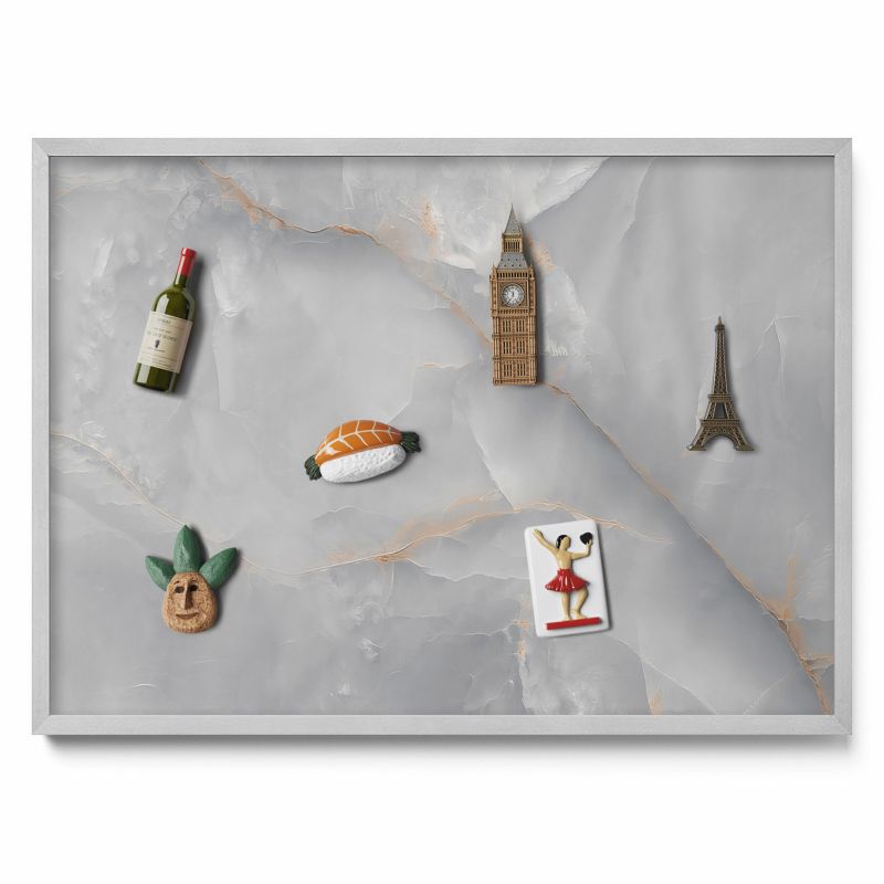 Ozdobna tablica magnetyczna Tulup 70x50 cm Elegancki ozdobny marmur w srebrnej ramie 1 szt.