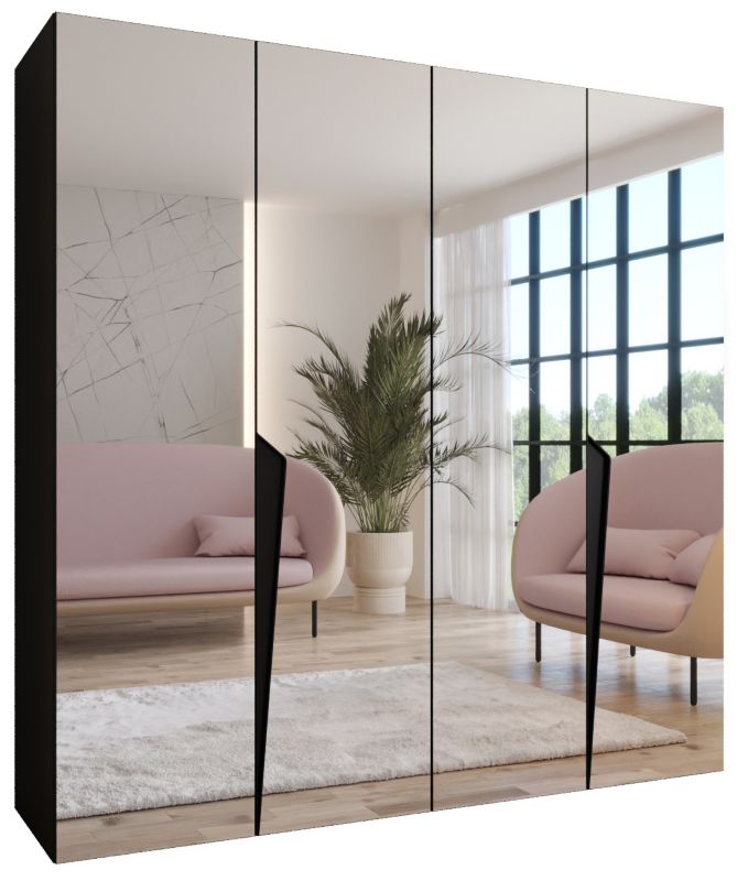 Szafa uchylna z lustrem otwierana Abiks PIANO 3 200 wys 202 cm Czarny + Czarny 1 szt.