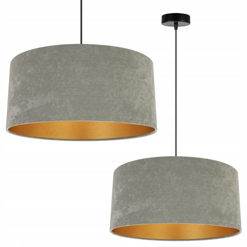 Lampa sufitowa wisząca Light Home LH Mediolan Welur 1x E27 60W ciepły szary/złoty 1szt.