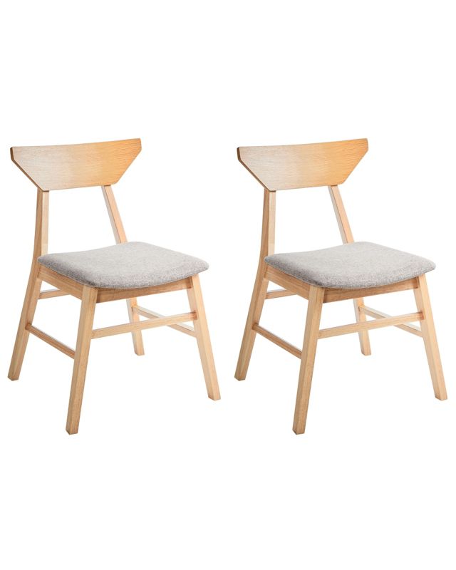 Zestaw 2 krzeseł do jadalni Hopkins Drewno Jasny brąz/ beżowoszary 1 par.