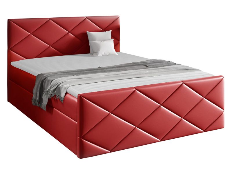 Łóżko kontynentalne MIRJAN 24 Herkules 160x200 ekoskóra karmazynowa 1 szt.