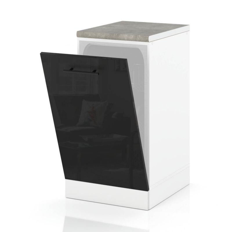 Szafka Kuchenna Hurtownia-Mebli Stojąca Do zmywarki ZM45 sPremium 45cm Biały Mat Czarny Połysk 45x52x85 cm 1szt.