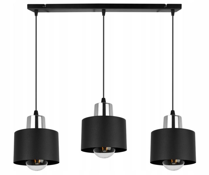 Lampa sufitowa wisząca Light Home LH Panta 3x E27 60W czarny/srebrny 1szt.