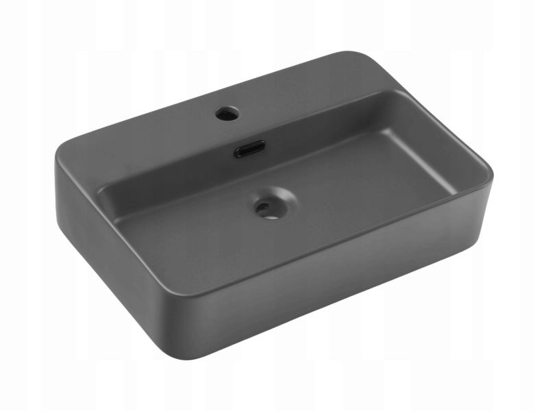 Umywalka nablatowa TRUST 2 55 cm ciemnoszary mat prostokątna ceramika 1 szt.