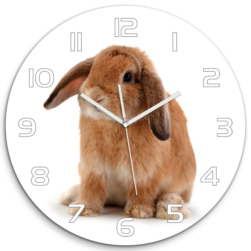Zegar szklany Tulup Rudy królik fi30 cm cichy 1 szt.