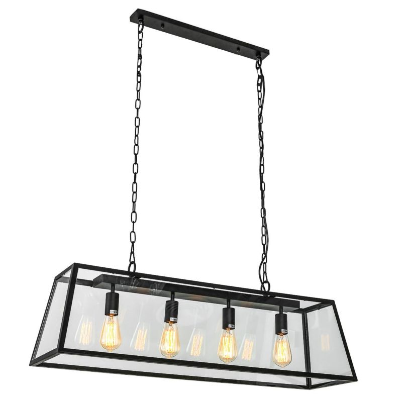 Lampa sufitowa wisząca Italux Laverno 4252 czarny mat-przezroczysty industrialna 4xE27 x 60W 1 szt.
