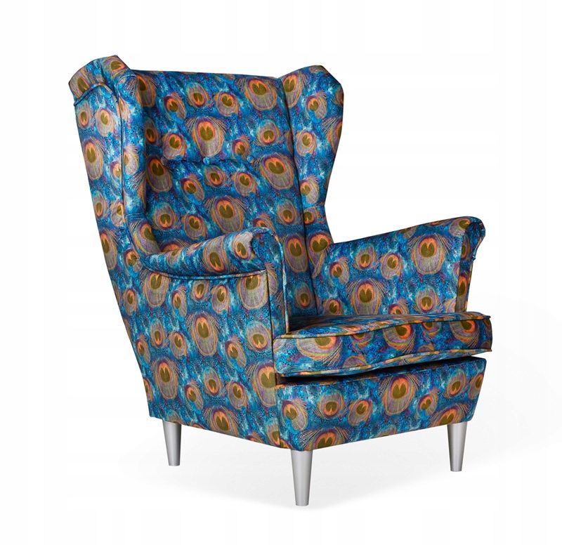 Fotel uszak do salonu Family Meble ARI PRINT niebieski 1szt