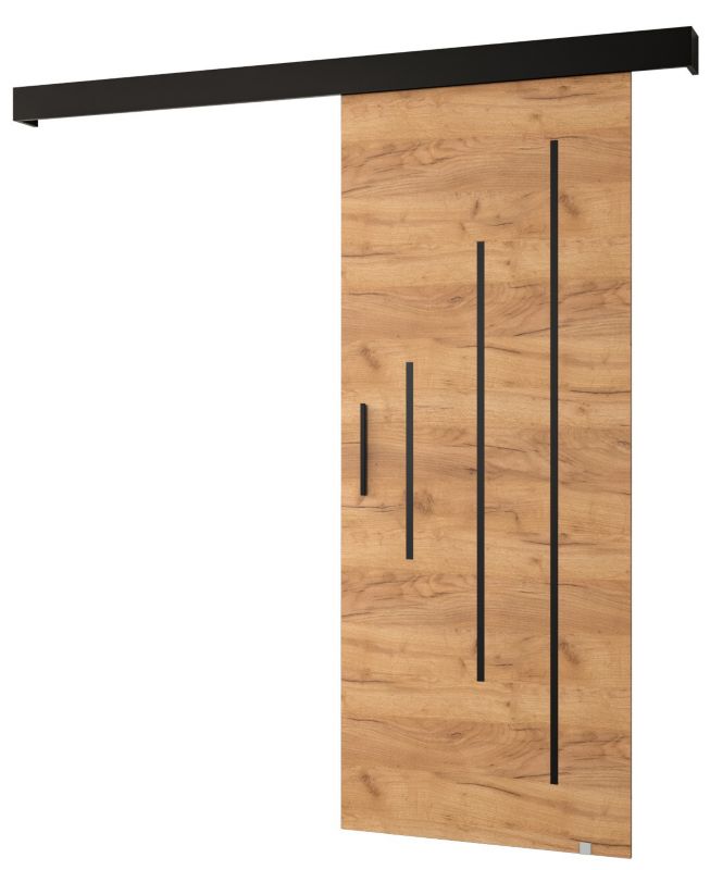 Drzwi przesuwne naścienne Abiks SALWADOR Y 80 dąb craft + czarny mat + czarny 1 szt.