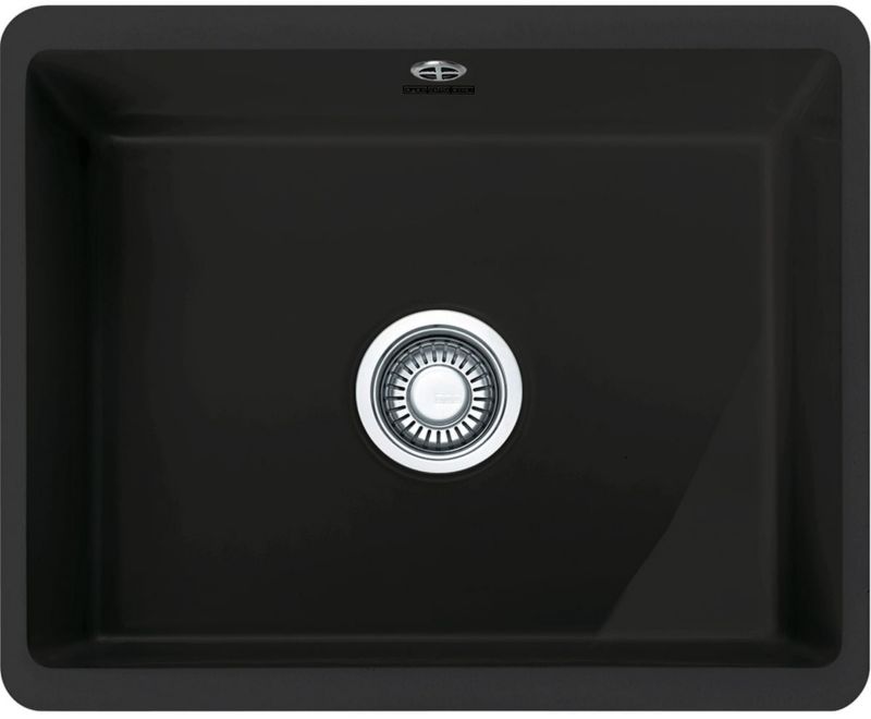 Zlewozmywak ceramiczny Franke Kubus czarny mat 50,5x38,5 cm, 1-kom. bez otworów, 1 szt.