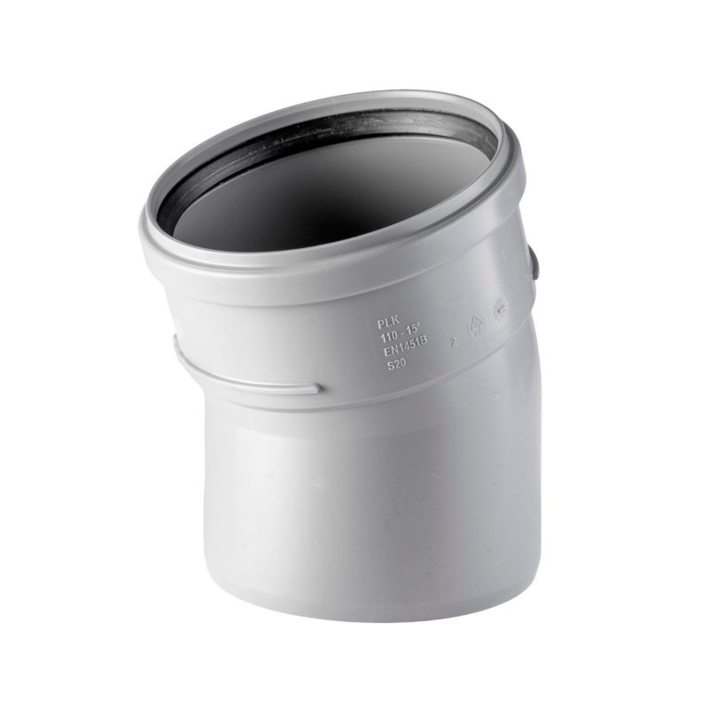 Kolano kanalizacyjne Pipelife 15° 75 mm szare