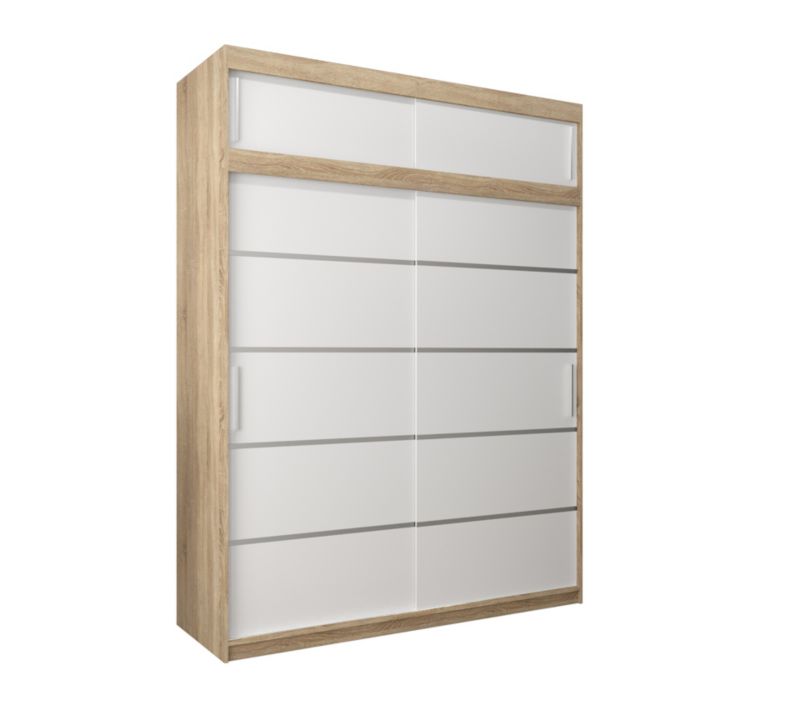 Szafa przesuwna Abiks Verona 1 180 sonoma + biały z nadstawką 1 szt.