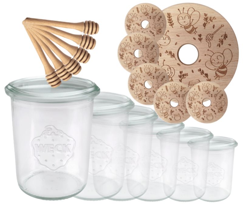 Słoiki do miodu MODO24 Weck 160 ml fi 60 mold W1 z nabierakami 6 kpl.