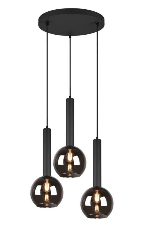Lampa sufitowa wisząca Trio Clayton czarna wym: 150 x 45 x 45 cm 3xE27 x 1 szt.