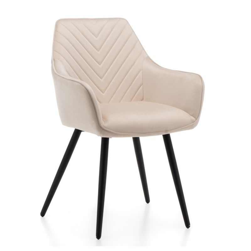 Krzesło tapicerowane New Home VASTO beżowe pikowane welurowe z podłokietnikami 1 szt.