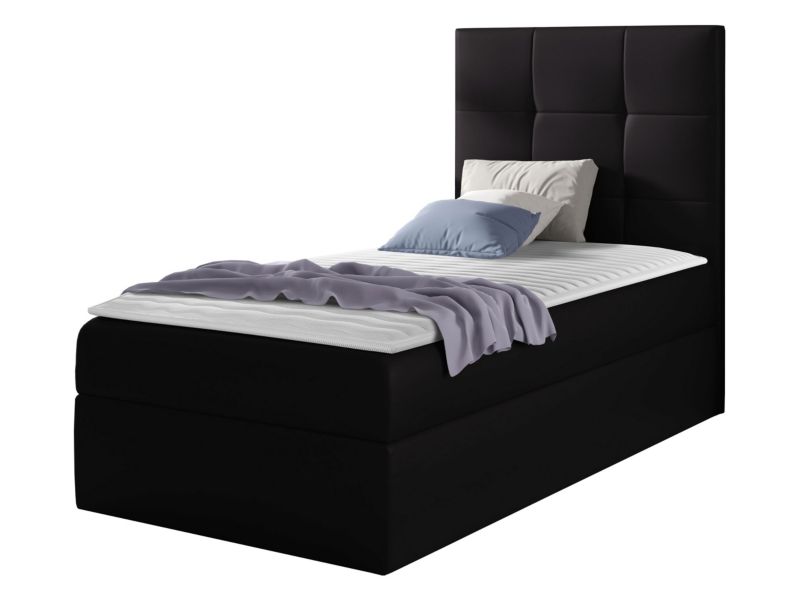 Łóżko kontynentalne MIRJAN 24 Mini 2 90x200, Strona: Prawa czarna ekoskóra 1 szt.