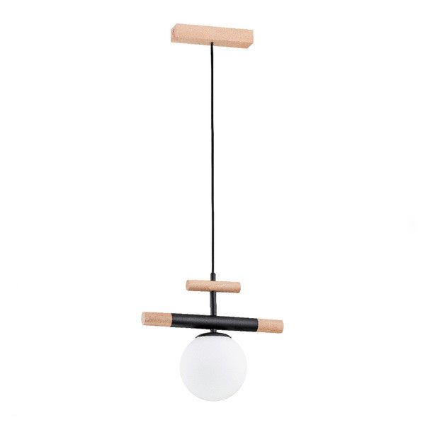 Lampa wisząca Alfa Trendy 9259 czarna-jasne drewno dekoracyjna 1xE14 x 10W 1 szt.