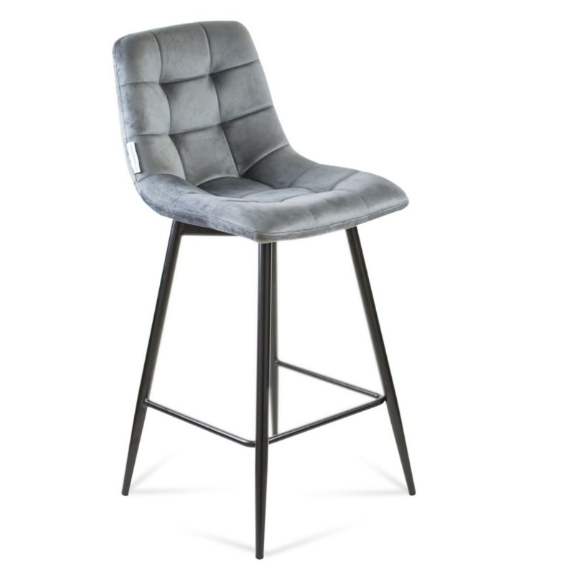 Hoker tapicerowany z oparciem Bettso Ben szary na czarnej nodze 1szt.