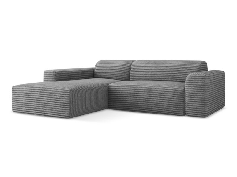Narożnik lewostronny LaMiaSofa BOVA z tkaniny sztruksowej 270x190 cm ciemny szary 1 szt.