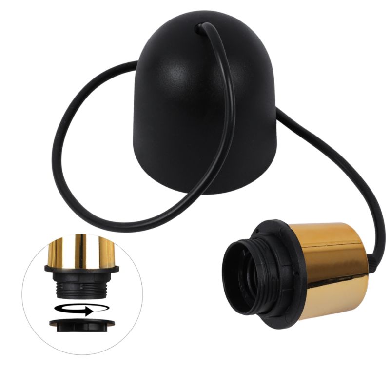 Linka zawiesie do lampy Light Home LH 1x E27 półkole/tuba czarny/złoty 1szt.