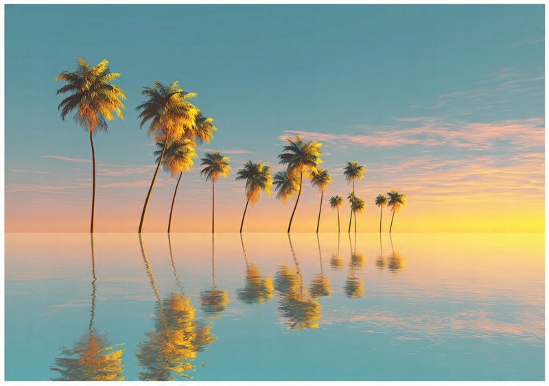 Fototapeta Do Sypialni Salonu Palmy Plaża Morze WALLARENA 400x280 cm Tapeta Na Ścianę 1 szt.