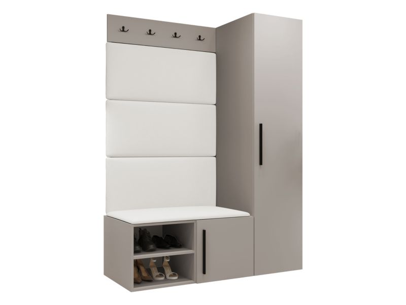 Garderoba MIRJAN 24 Medi II kaszmir + biała ekoskóra 1 kpl.