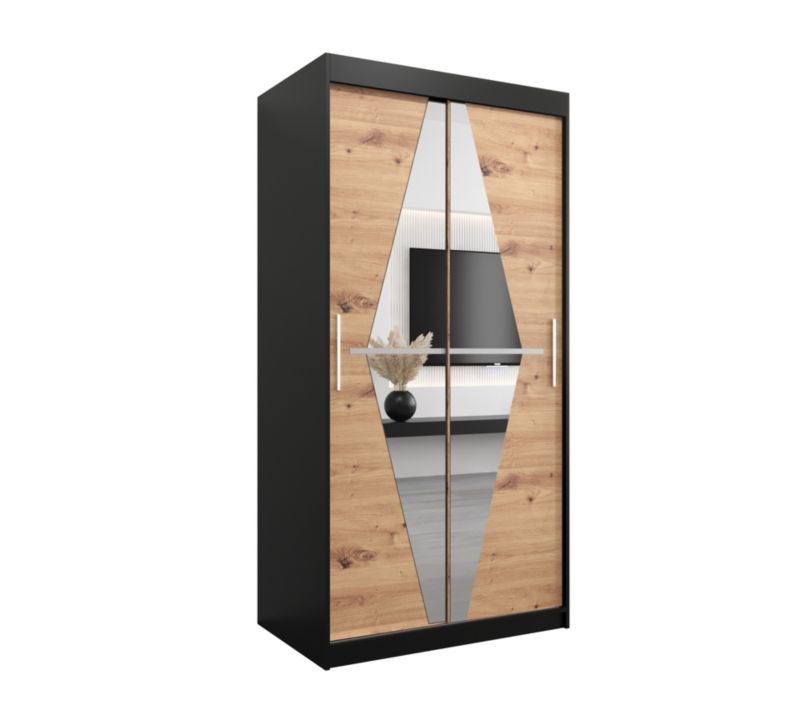 Szafa przesuwna Garderoba Abiks BOLIWIA 100 czarny mat + dąb artisan 1 szt.