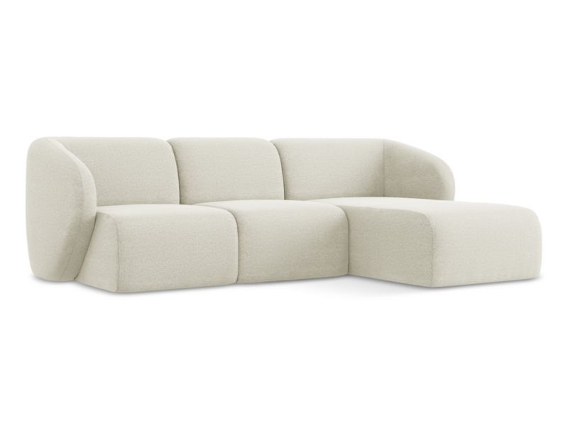 Narożnik prawostronny LaMiaSofa CERVO z tkaniny bouclé 248x166 cm piaskowy 1 szt.