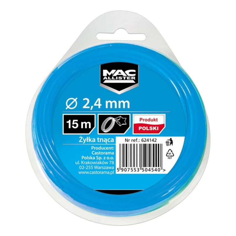 Żyłka tnąca MacAllister 2,4 mm x 15 m gwiazda