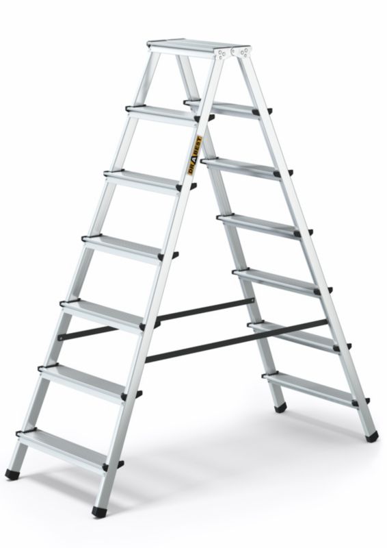 Drabinka aluminiowa dwustronna DRABEST 2x7 stopni, schodki składane domowe, 1 szt.