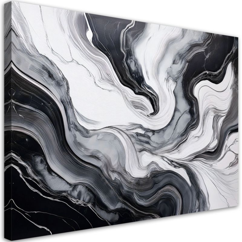 Obraz na płótnie Feeby Czarno Biały Marmur Abstrakcja 100x70cm 1szt