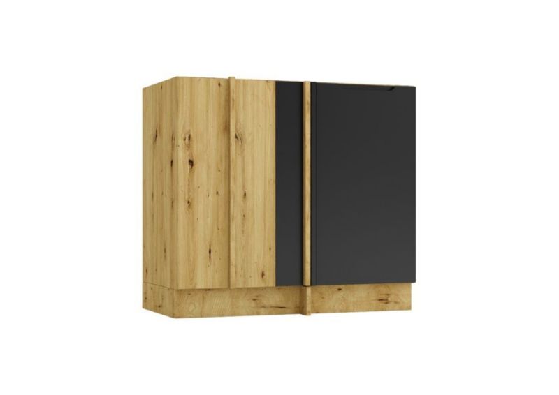 Szafka kuchenna narożna Stolkar ISABEL DNP90 P/L czarny mat/dąb artisan 1 szt