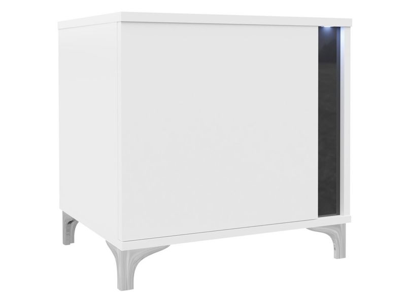 Stolik nocny MIRJAN 24 Marco prawy biały / biały połysk / czarny połysk 1 szt.