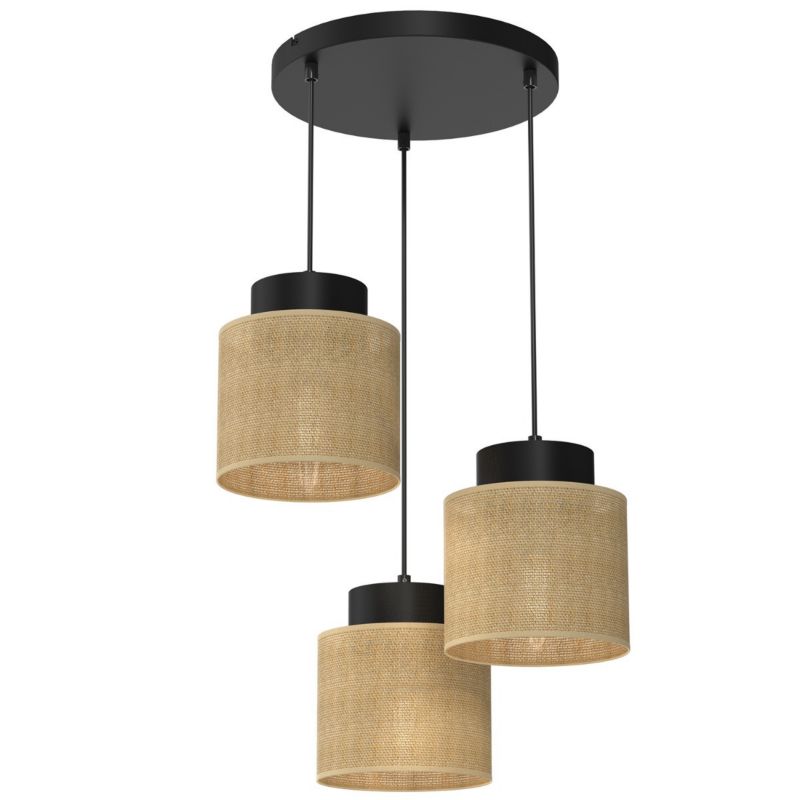 Lampa wisząca Luminex Jute czarno-beżowa wym: 105 x 45 x 45 cm 3xE27 x 15W 1 szt.