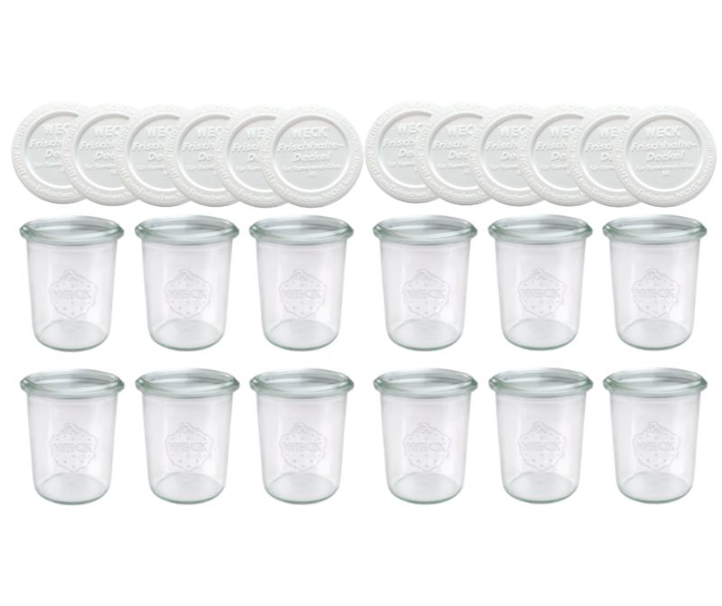 Słoiki MODO24 Weck 160 ml fi 60 mold z plastikowymi wiekami 12 kpl.