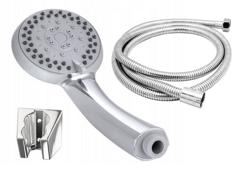 Zestaw Prysznicowy Słuchawka Wąż Uchwyt Granitan Chrom 1 szt.