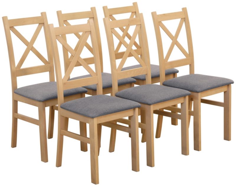 Zestaw Bonni 6x Krzesło tapicerowane do jadalni Dąb Artisan/Szary 1 kpl.