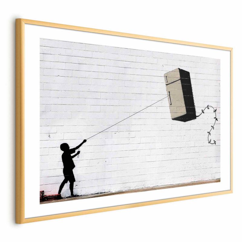 Plakat Artgeist Latająca lodówka 60x40 cm z ramą złotą 1 szt
